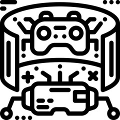 Virtual Game Line icon vector design and illustration template