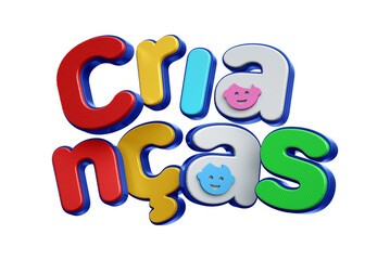 Selo 3d feliz dia das crianças colorido, selo crianças isolado