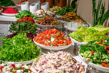 Obraz na płótnie Canvas fresh and delicious tomatoes and salads 