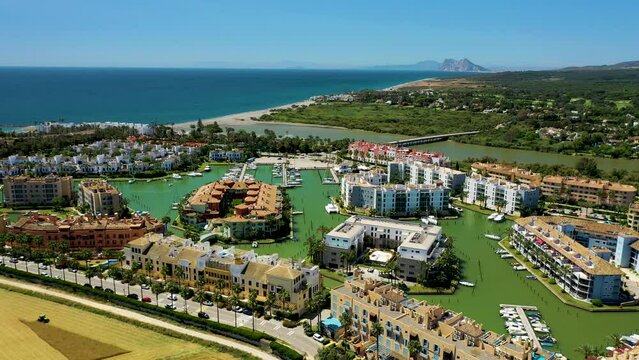 Aerial view of Sotogrande, Cadiz, Spain.