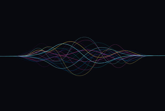 Wave lines flowing dynamic. Artificial intelligence deep learning visualization networks concept for AI, music, sound. Vector illustration