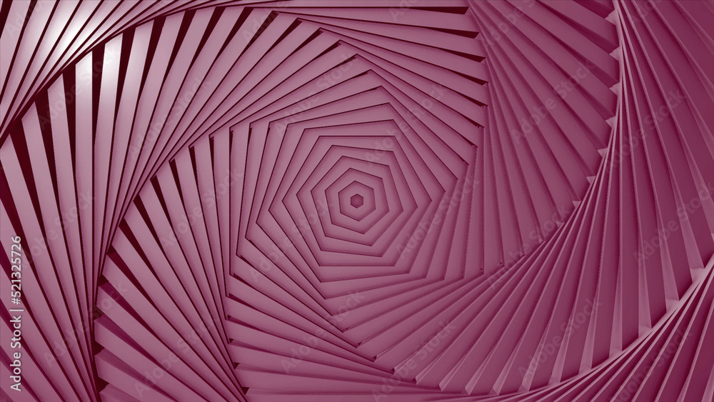 Poster hypnotic turning colorful spiral, seamless loop. design. spinning hexagonal objects creating effect 