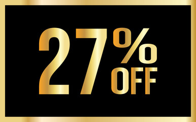 27% discount. Golden numbers with black background. Banner for shopping, print, web, sale illustration