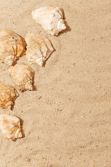 background with pastel-colored sand for product presentation. Catwalk for the demonstration of cosmetic products.