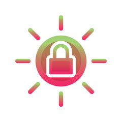 sun lock logo gradient design template icon element