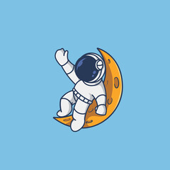 CHIBI ASTRONOT SITTING ON THE MOON AND WANT TO REACH THE STARS