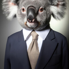 Koala wearing a suit, smart corporate business Koala in a suit studio portrait © Rick