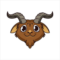 Cute Aries zodiac, Goat head, Baphomet logo design illustration