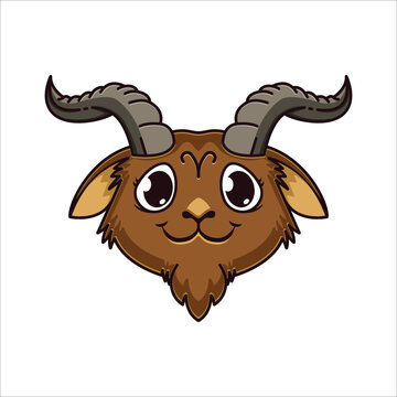 Cute Aries zodiac, Goat head, Baphomet logo design illustration