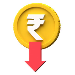 dollar coin value decreased 3d illustration
