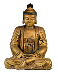 Buddhist statue gold vintage with clipping path.
