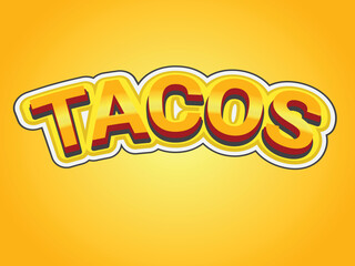 Tacos text effect template with 3d bold style use for logo