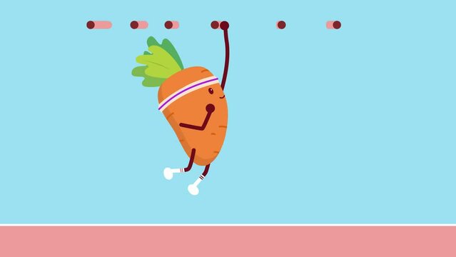 Carrot going through monkey bars