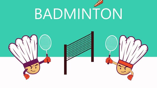 Two moving badminton rackets with a shuttlecock