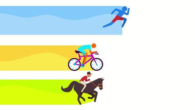 Racing with foot, bicycle and horse riding