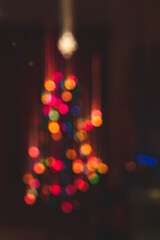 Christmas Tree blurred out with intentional camera shake for effect. 