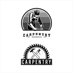 Classic emblem badge carpentry logo design template