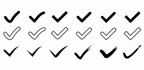 check Mark icon set isolated on white background