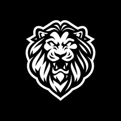 Angry lion head mascot logo design. Line art vector illustration