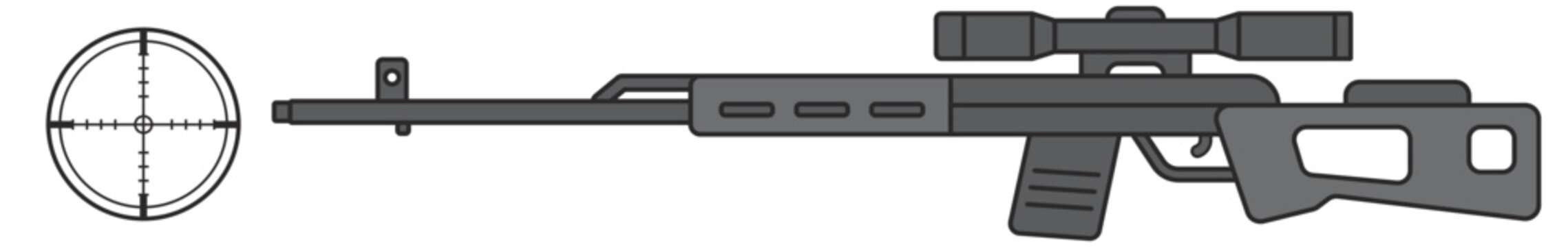 gray sniper rifle with scope clip art preview