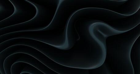 Abstract background using wavy crease pattern in black-grey color, 3D rendering and 4K size