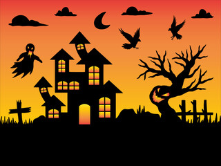 Halloween Silhouette Background Illustration	