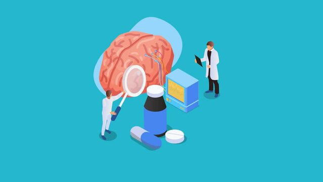 Two neurologist check brain of patient in hospital