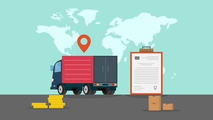 Two business people handshaking in industry port