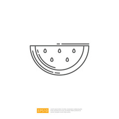 Watermelon Vegetable and Fruit. Summer Vacation Outline Icon