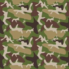 Fototapeta premium Seamless woodland style military camouflage pattern for land disguise - Vector and illustration