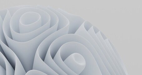 abstract background using the object on the bottom left that uses a fold pattern resembling a flower in light gray color, 3d rendering, and 4K size