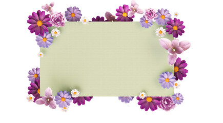 Flowers and paper on a white background and clipping path.