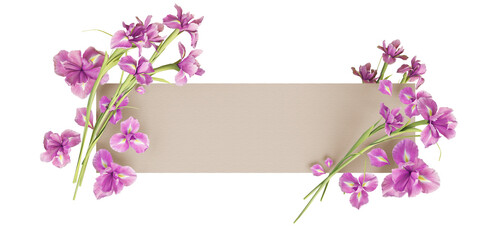 Flowers and paper on a white background and clipping path.