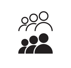 User people solid and outline icons design vector. Human group symbol illustration.
