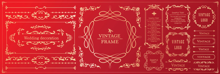 Fototapeta premium マスタ高級感のあるカードデザイン。アンティークな装飾デザイン。エレガントな縁の模様。