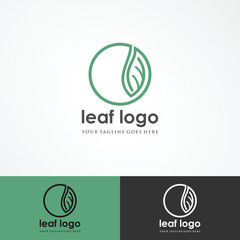 Abstract Leaf Logo design vector template in linear style.