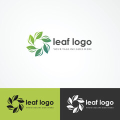 Abstract Leaf Logo design vector template in linear style.