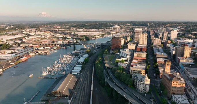Thea Foss Waterway Tacoma Washington Waterfront  4K UHD