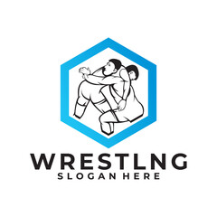 wrestling logo vector design silhouette