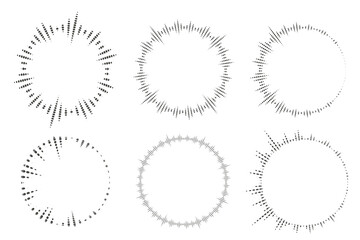 Circle audio waves. Circular music sound equalizer. Abstract radial radio and voice volume symbol. Vector illustration.