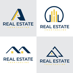 set of real estate logo vector design template