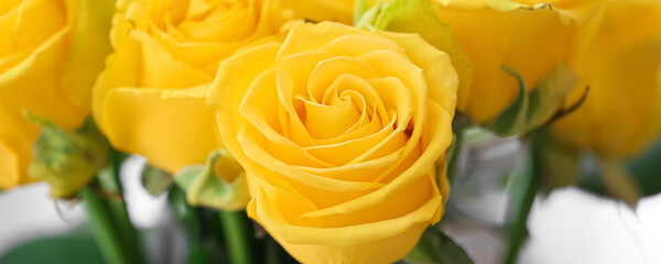 Bouquet of beautiful yellow roses, closeup view