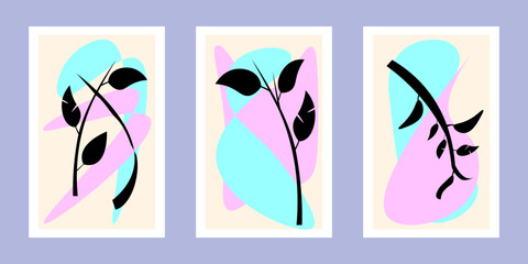 Obraz premium botanical background set