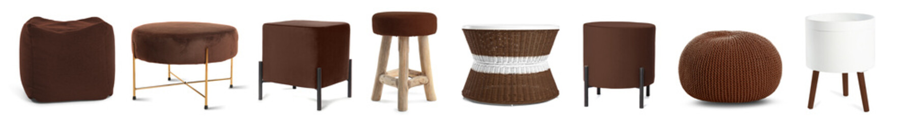 Set of brown furniture isolated on white
