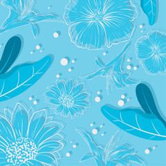 Naklejka na ściany i meble blue flowers pattern