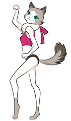 ポーズを取るセクシーな猫のイラスト