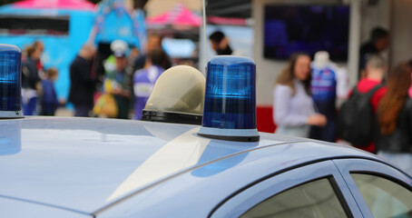 Obraz premium siren of the Italian police car during the protest