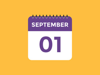 september 1 Calendar icon Design. Calendar Date 1st september. Calendar template 

