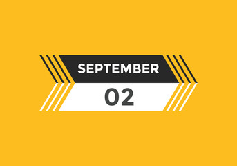 september 2 Calendar icon Design. Calendar Date 2nd september. Calendar template 
