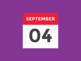 september 4 calendar reminder. 4th september daily calendar icon template. Vector illustration 
